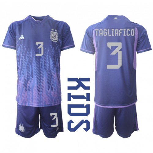 Argentina Nicolas Tagliafico #3 Bortedraktsett Barn VM 2022 Kortermet (+ Korte bukser) Argentina Nicolas Tagliafico #3 Bortedraktsett Barn VM 2022 Kortermet (+ Korte bukser)